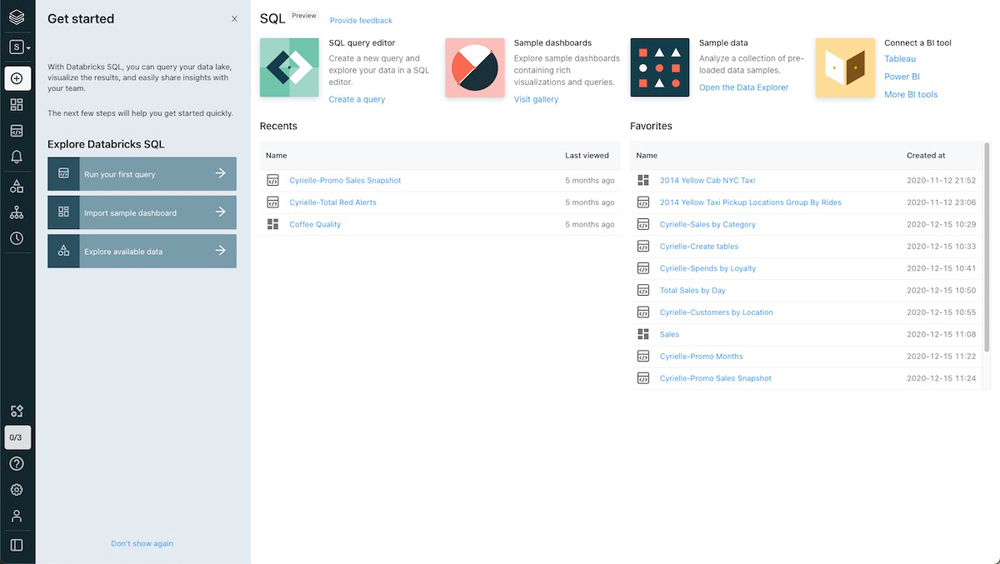 Databricks’ interface.